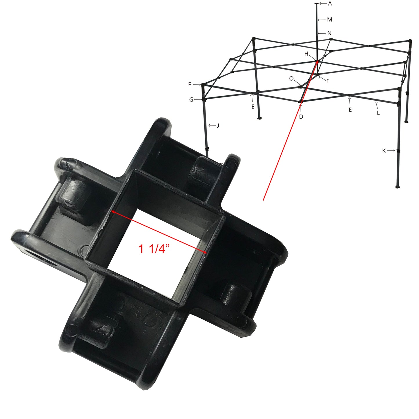 para ABCCANOPY S1 Commercial Deluxe, S2 Premium 10x10, 10x15, 10x20 ABC Canopy Soporte superior (conector de 4 vías) Piezas de repuesto (Parte H)