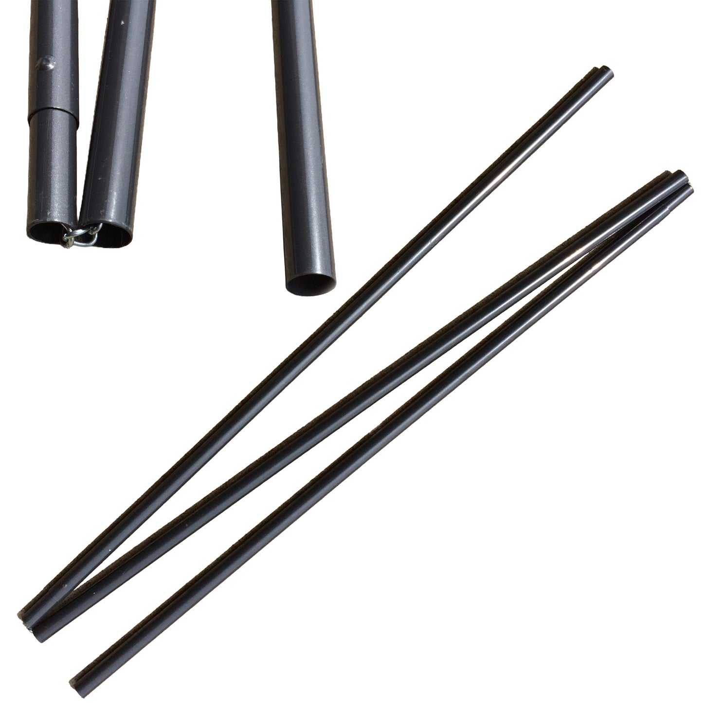 Corded awning rods for Quik Shade Summit SX170 10×10 canopy, dark gray metal rods on white background