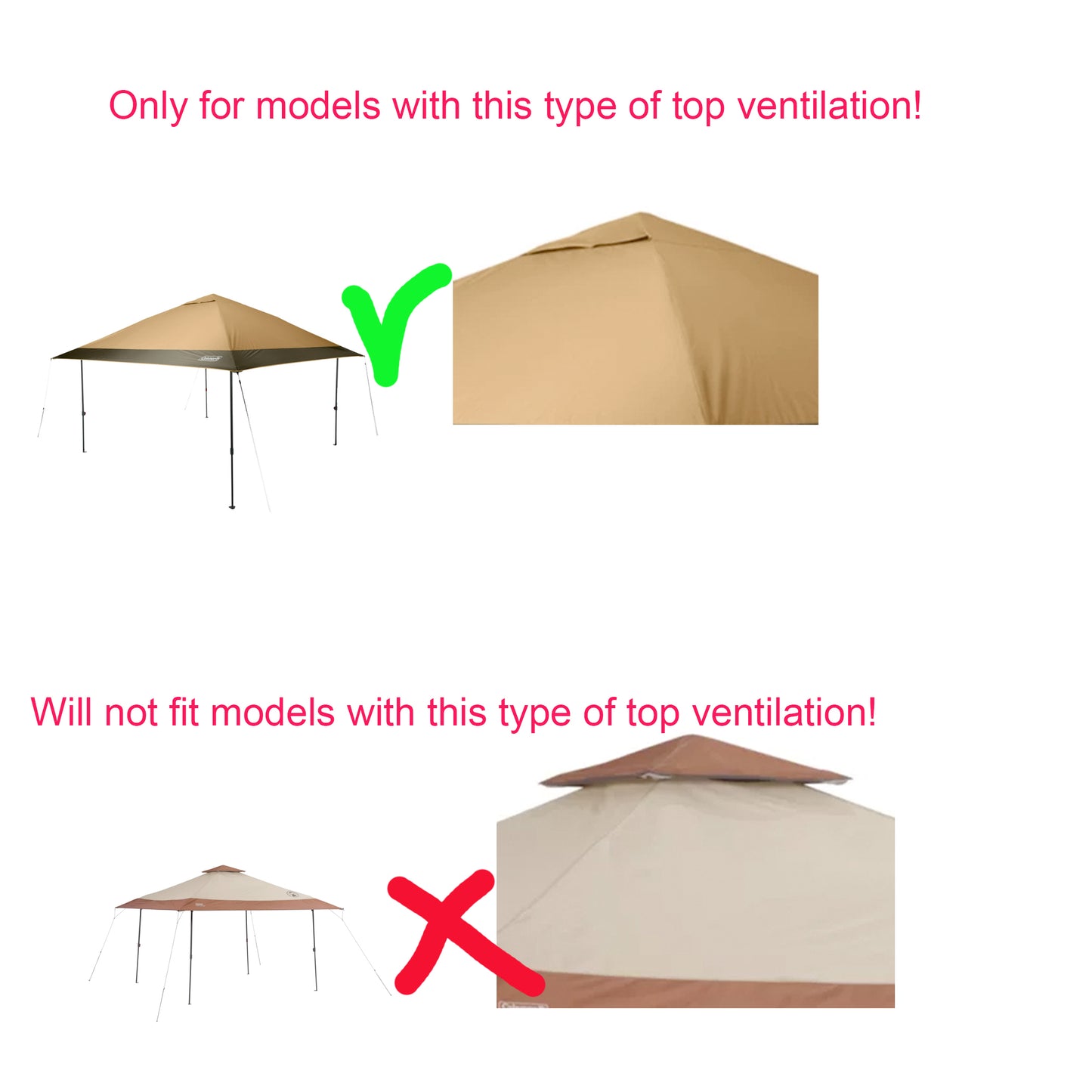 Toldo superior para Coleman 13 x 13 Oasis Instant Eaved Shelter Costco Piezas de repuesto