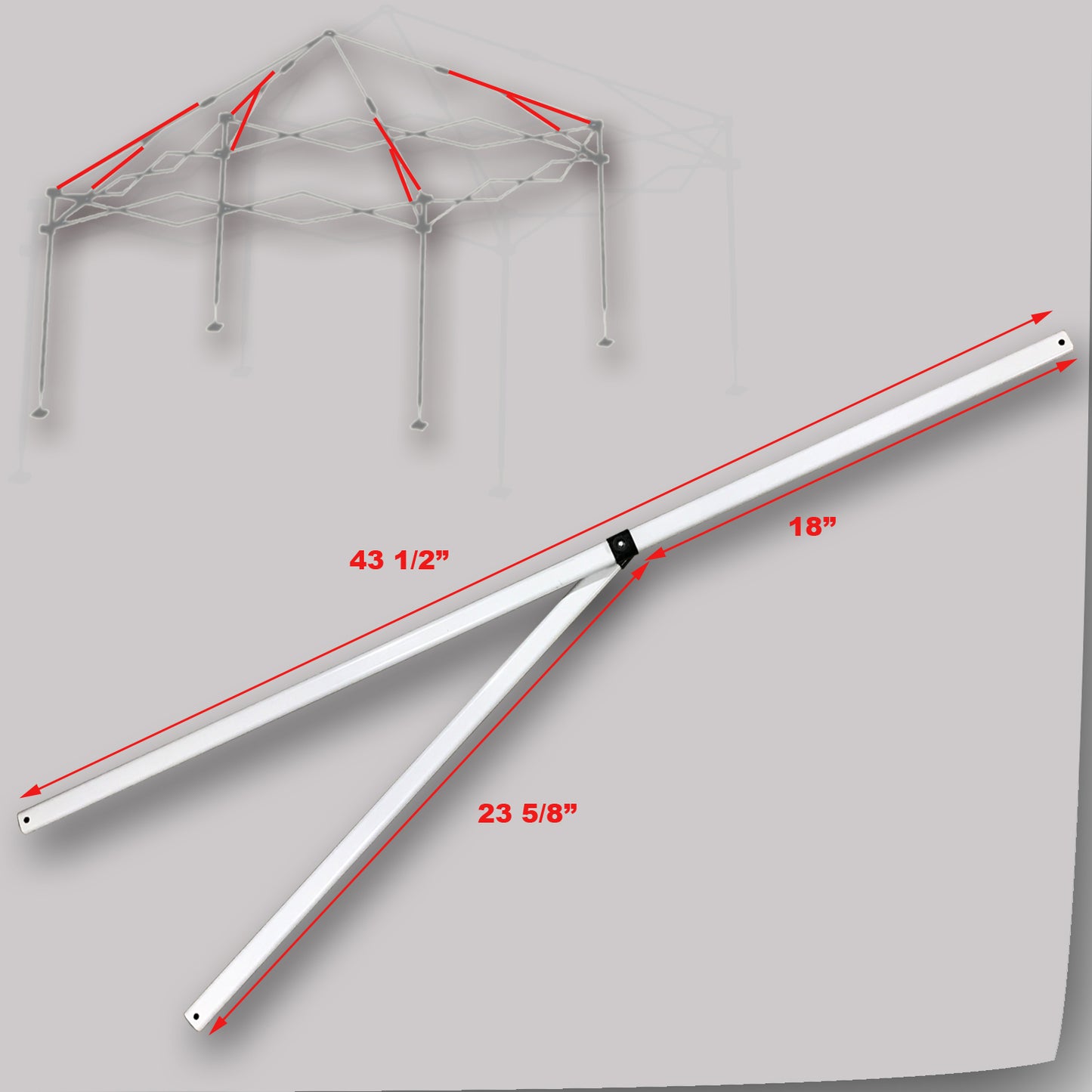 White Peak Truss Bar with Support for Quik Shade 10x10 Commercial and Weekender WE100 Canopies