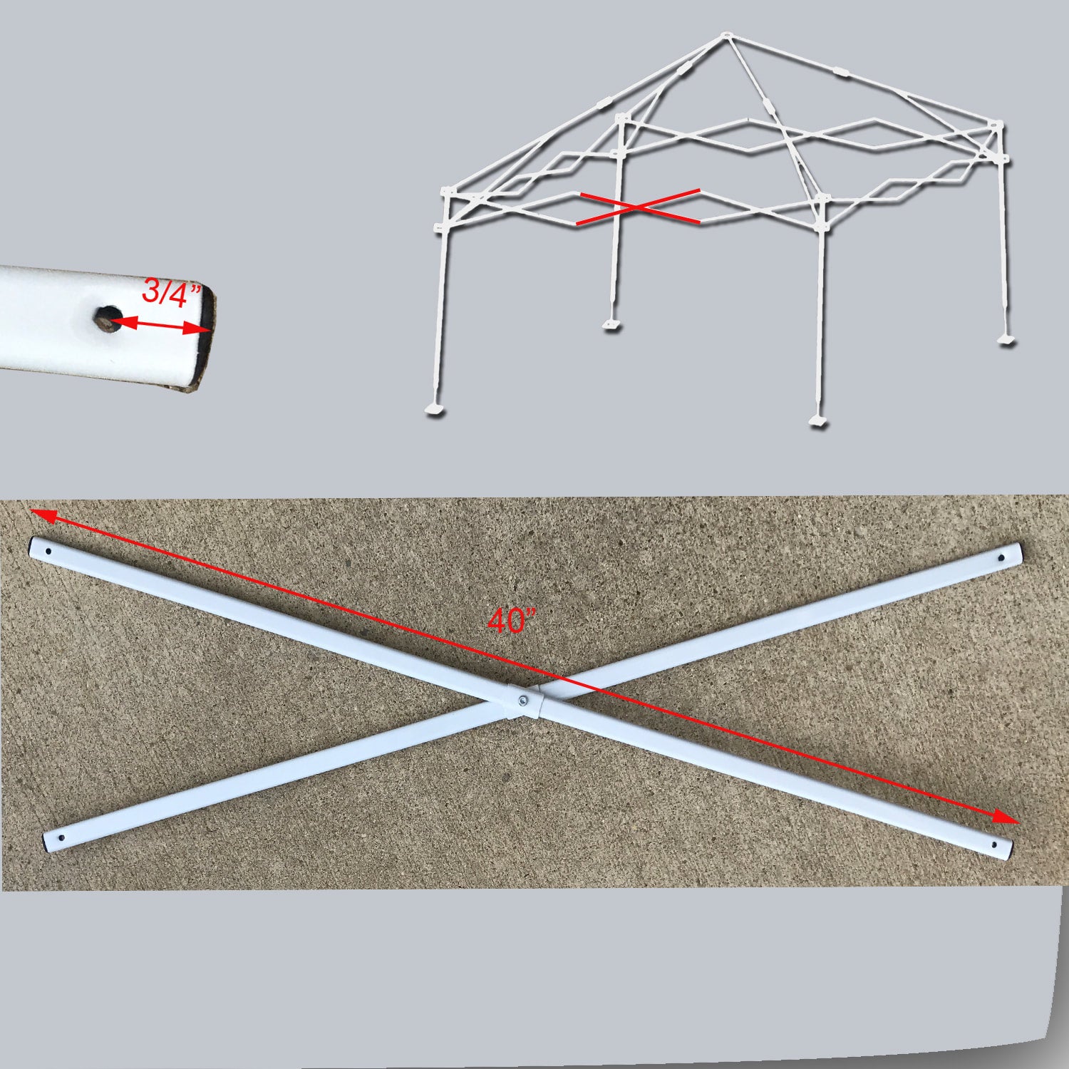 for Ozark Trail First Up 10 X 10 Canopy Middle Truss BAR 40 Replacement Parts White