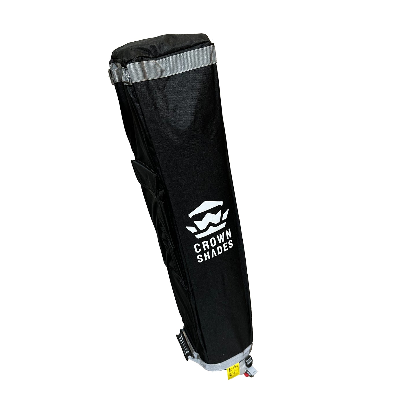Black replacement carry bag for Crown Shades 10x10 canopy, showing logo and top gray trim on a white background