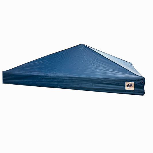 The image depicts a blue canopy tent with E-Z UP logo on the front, set against a white background. The simplicity and functionality of this tent make it suitable for outdoor use. 