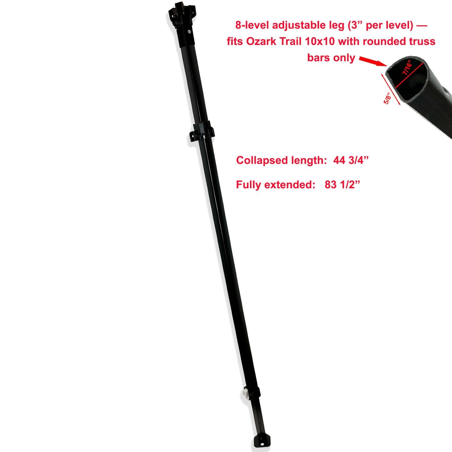 for Ozark Trail 10' x 10' Simple Push Straight Leg Canopy Adjustable Leg 83.5" Replacement Parts Round