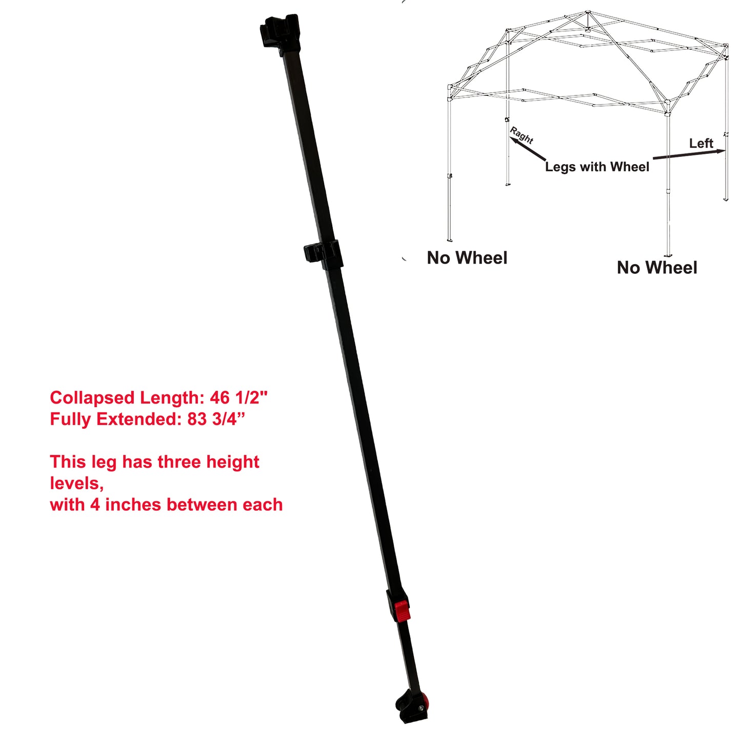 For CROWN SHADES 10x10 Pop Up Instant Canopy — Adjustable Leg Replacement Parts