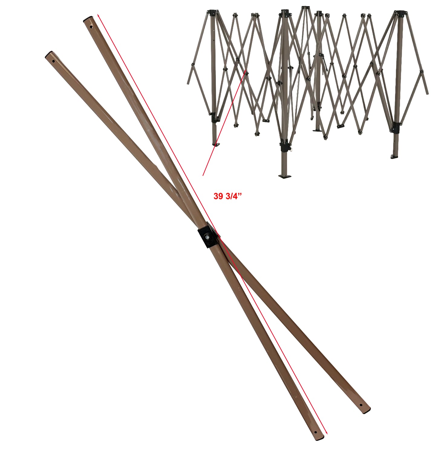 Middle truss bars with length measurement for Summit Living 13×13 pop-up canopy frame, brown metal bars