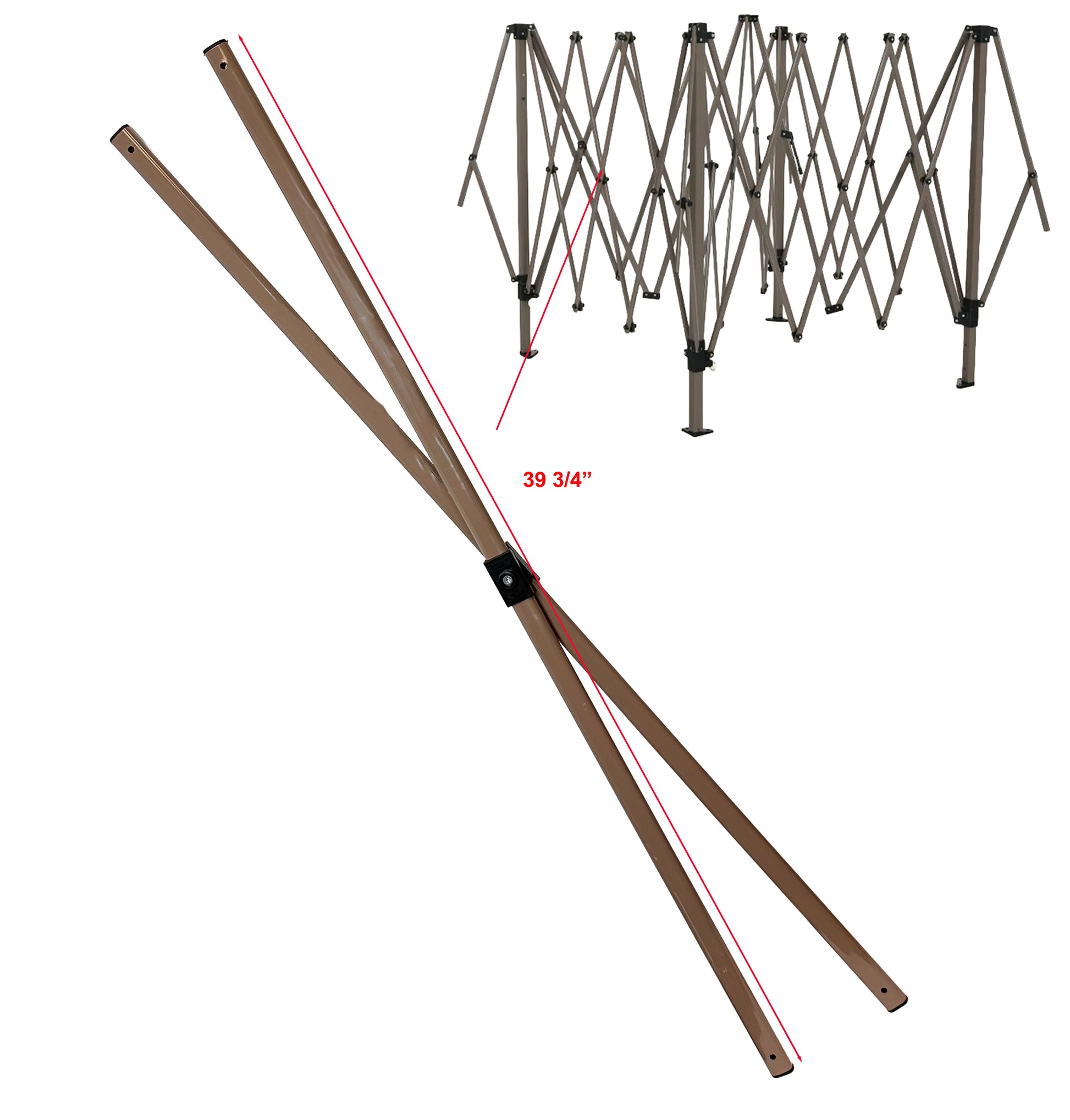 Middle truss bars with length measurement for Summit Living 13×13 pop-up canopy frame, brown metal bars