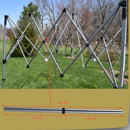 Middle truss bar with installation diagram and dimensions for Quik Shade Summit / Weekender 10×10 straight leg canopy
