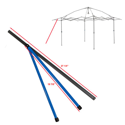 CORE 13x13 center push canopy awning corner pole assembly dimensions and shape comparison