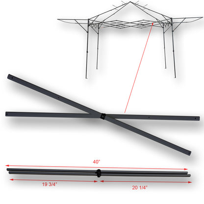 Side truss bar for Quik Shade Summit Series 10×10 straight leg canopy, 40-inch metal bar with dimensions shown