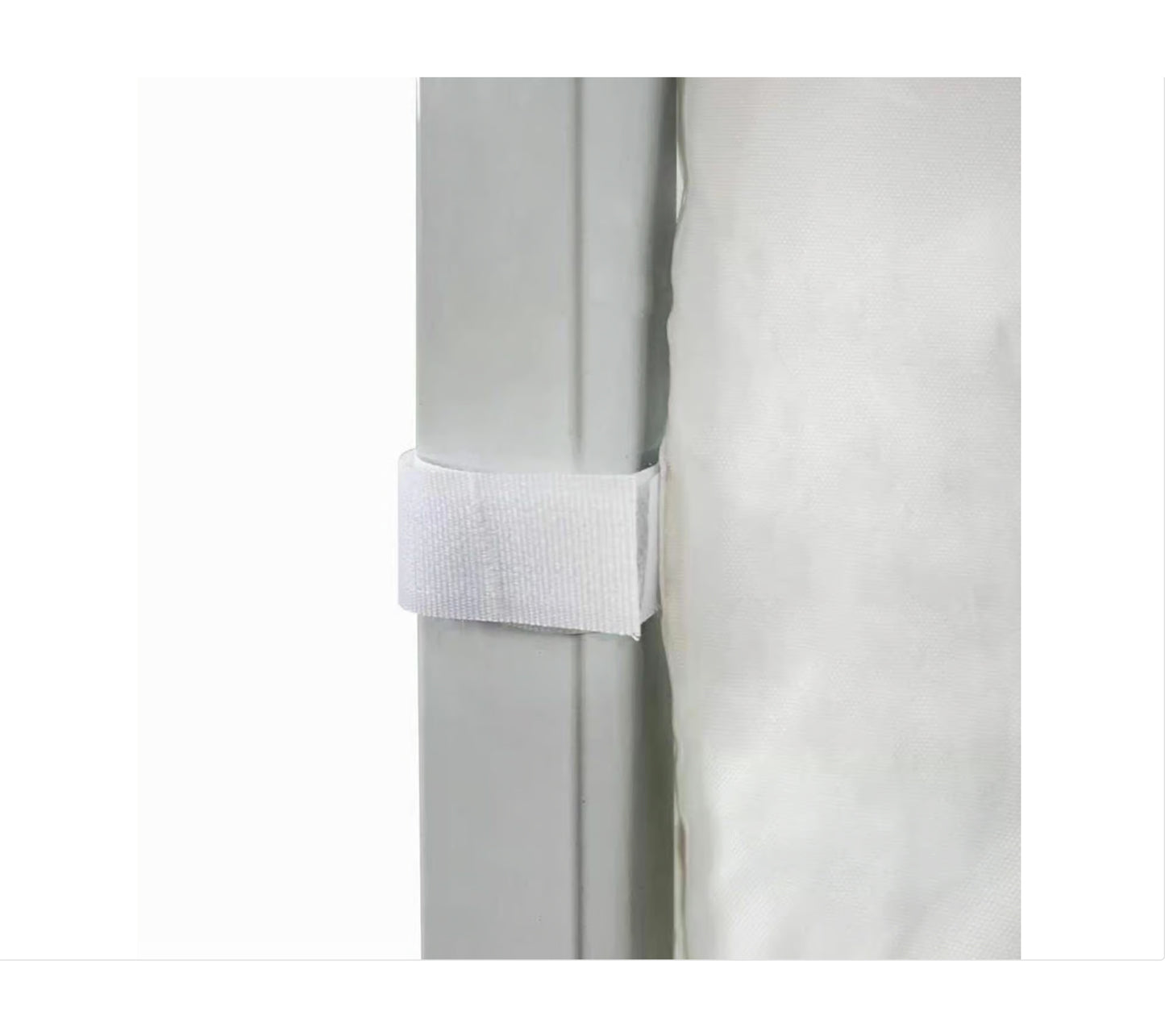 Replacement pop-up canopy sidewall hook and loop fastening detail