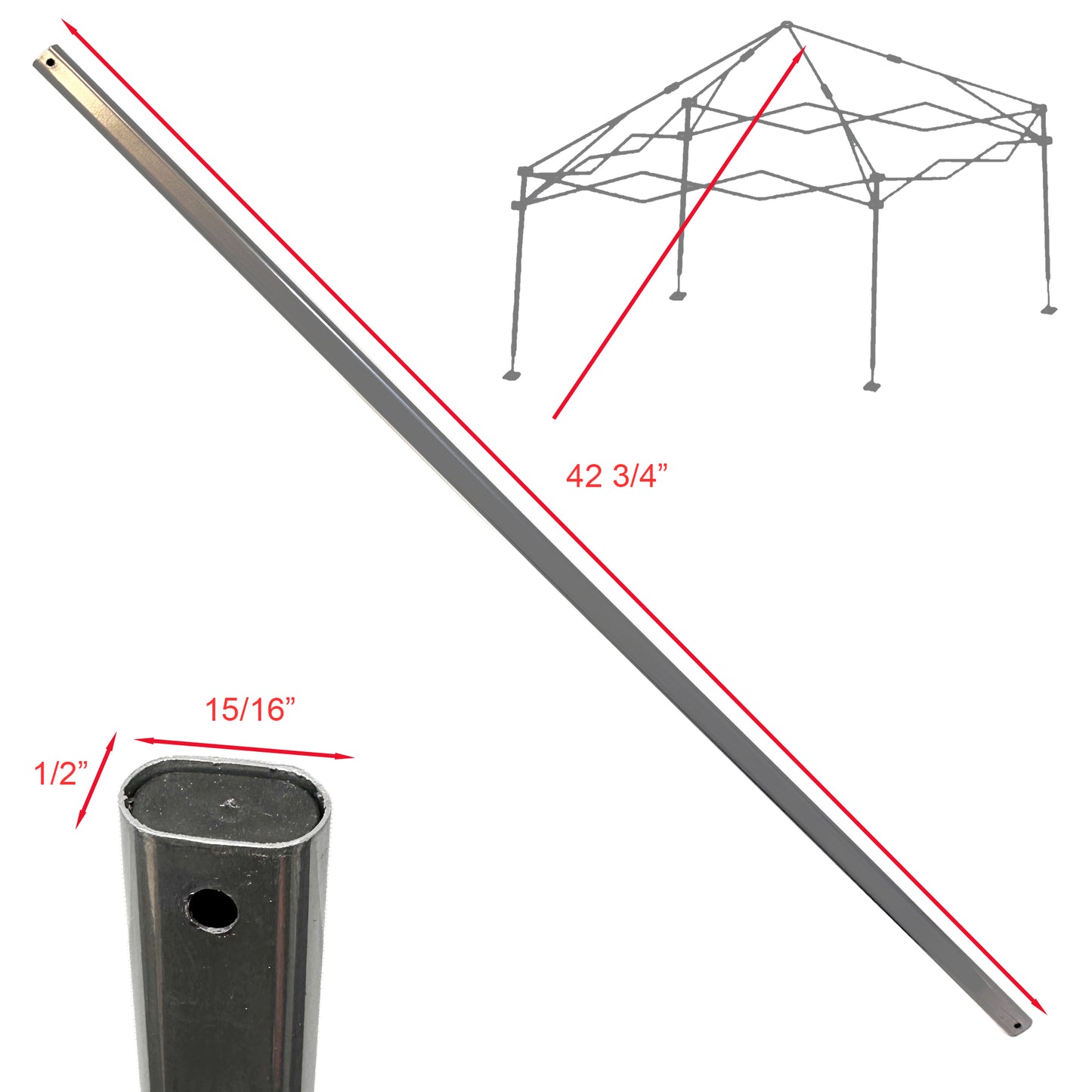 Upper Peak Truss Bar for Quik Shade Weekender Elite WE100 10x10 straight leg canopy. Measure your original truss before ordering.