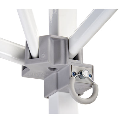 This picture showcases Leg Slider Pull-Pin Pole Connector Replacement Parts, engineered to fit the E-Z UP 10" x 10" Straight Leg Canopy. With these replacement components, you can count on a straightforward and secure assembly process, maintaining the durability and functionality of your canopy.