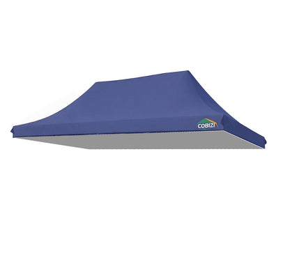 Blue replacement canopy top for COBIZI 10x20 Standard Pop Up Canopy Tent, replacement cover only, fits Standard version, not compatible with Heavy Duty Commercial version.