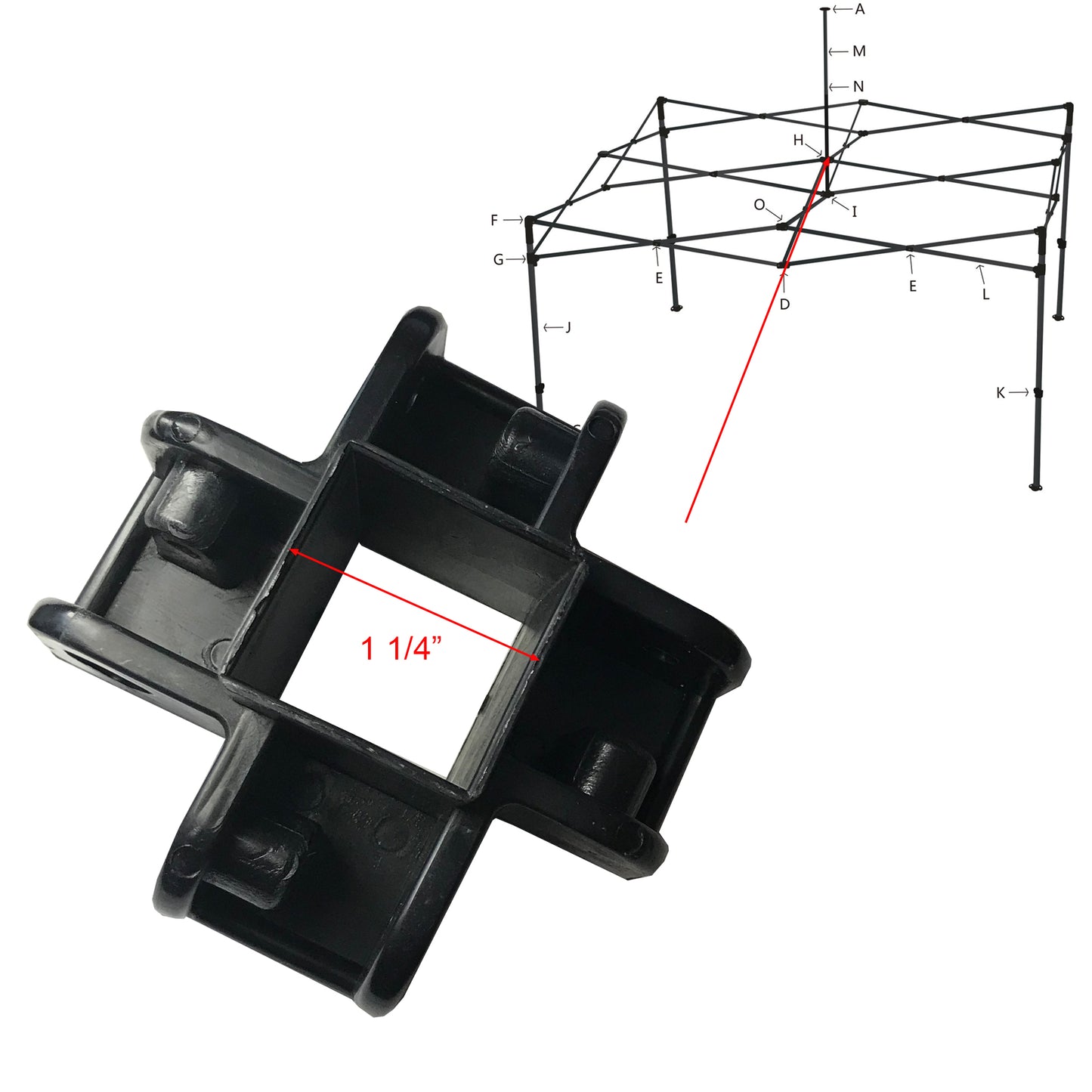 for ABCCANOPY S1 Commercial Deluxe, S2 Premium 10x10, 10x15, 10x20 ABC Canopy Upper Bracket (4-Way Connector) Replacement Parts (Part H)