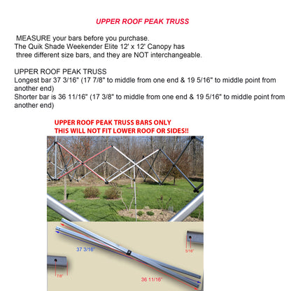 Quik Shade Weekender Elite 12' x 12' Canopy UPPER ROOF TRUSS BARS Replacement Parts