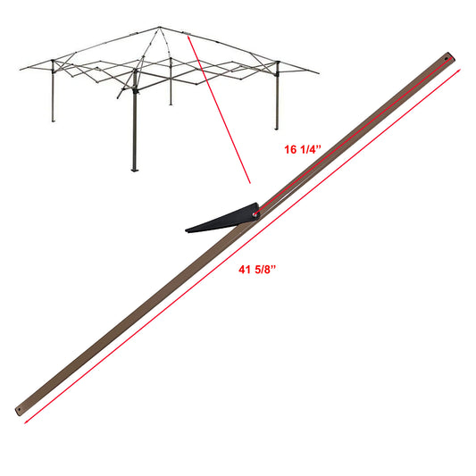 Upper truss bar for 13×13 pop-up canopy frame, roof-level side position, showing metal support bar with arrow indicating upward installation location and labeled dimensions on a white background.