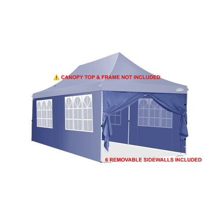 Complete replacement sidewall set for COBIZI 10x20 Standard canopy including 4 window panels and 2 zipper door panels.