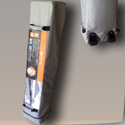 This photo showcases a Carry Bag with wheels, measuring 46 inches, designed for the Ozark Trail 10' x 10' Canopy Gazebo. It serves as a replacement Canopy Part and comes in a sleek gray color. This bag is an essential accessory for transporting and storing your canopy, making it convenient and practical for various outdoor events and gatherings.