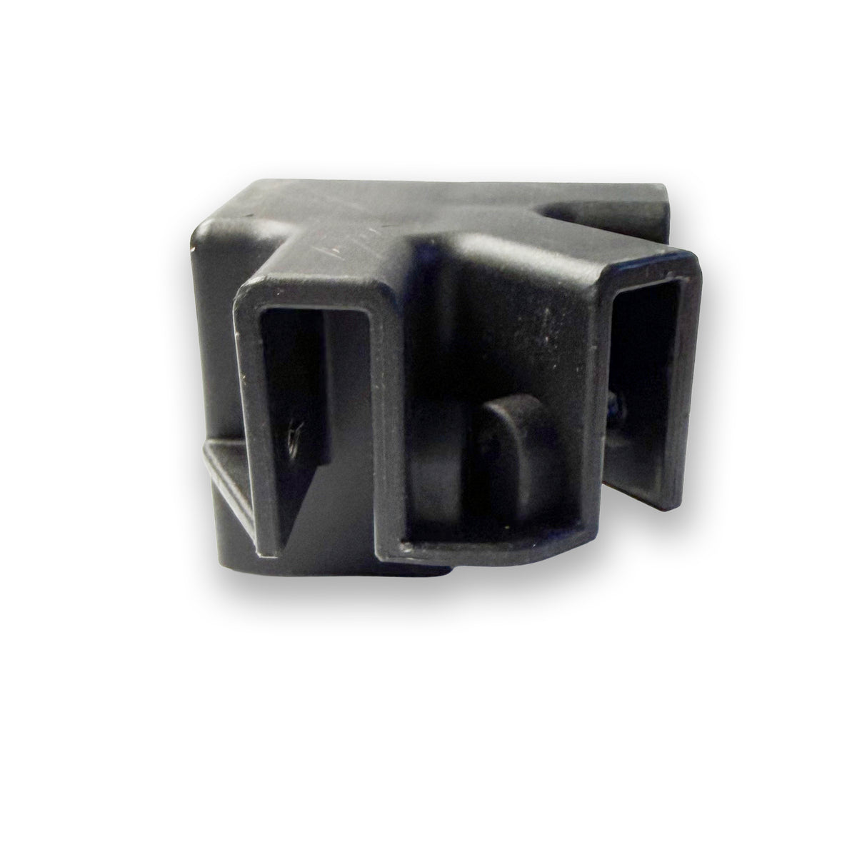 A black plastic multi-pin electrical connector or terminal block, shown from a three-quarters perspective on a white background.