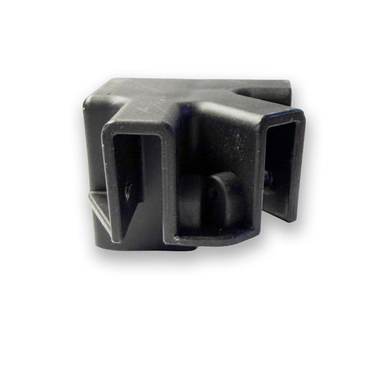 A black plastic multi-pin electrical connector or terminal block, shown from a three-quarters perspective on a white background.