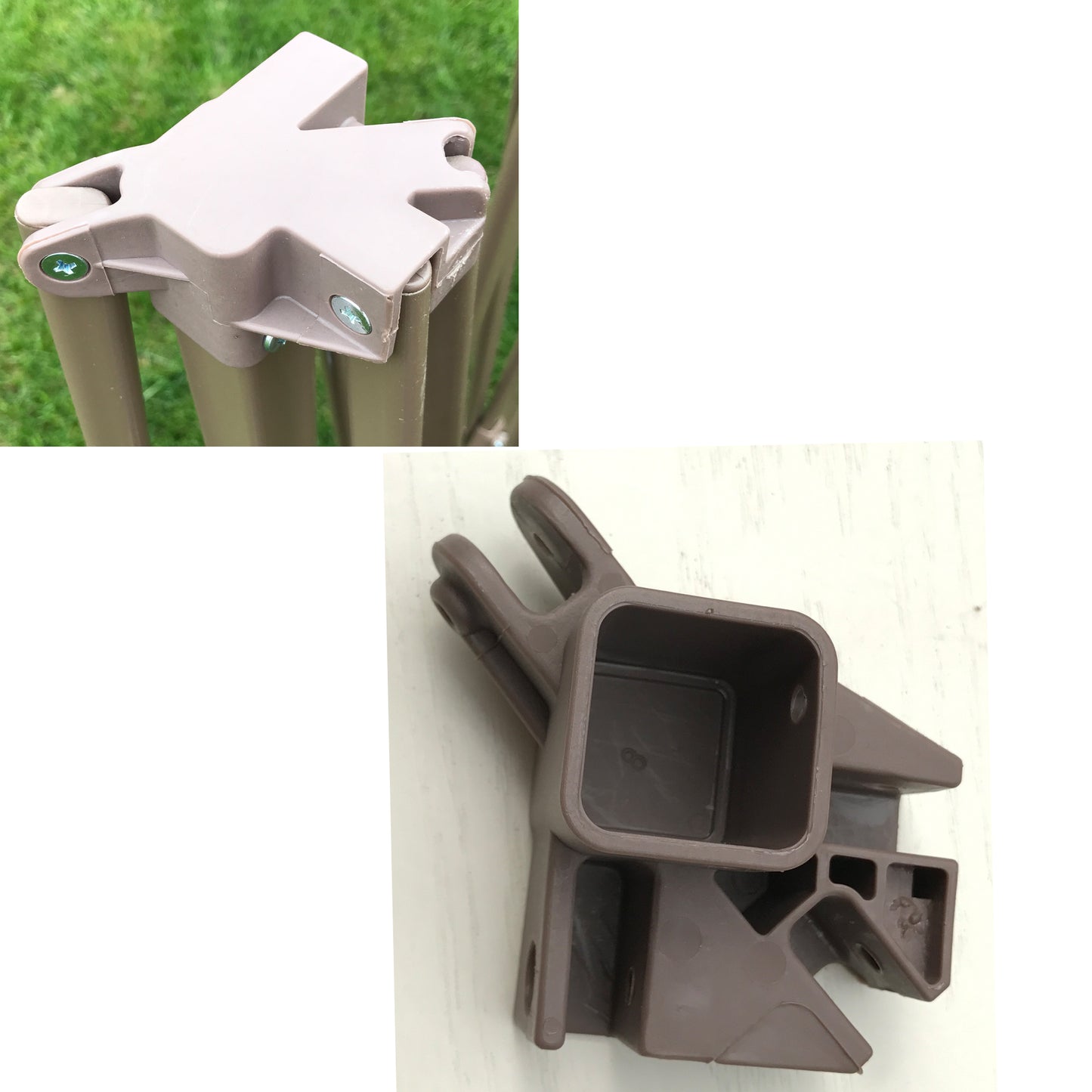 In this photo, you can see the Ozark Trail and Chapter 13 x 13 Pagoda Canopy Gazebo Leg Bracket CAP Connector Replacement Part. This crucial component is designed to maintain the structural integrity and stability of your canopy, ensuring a reliable and secure outdoor shelter.