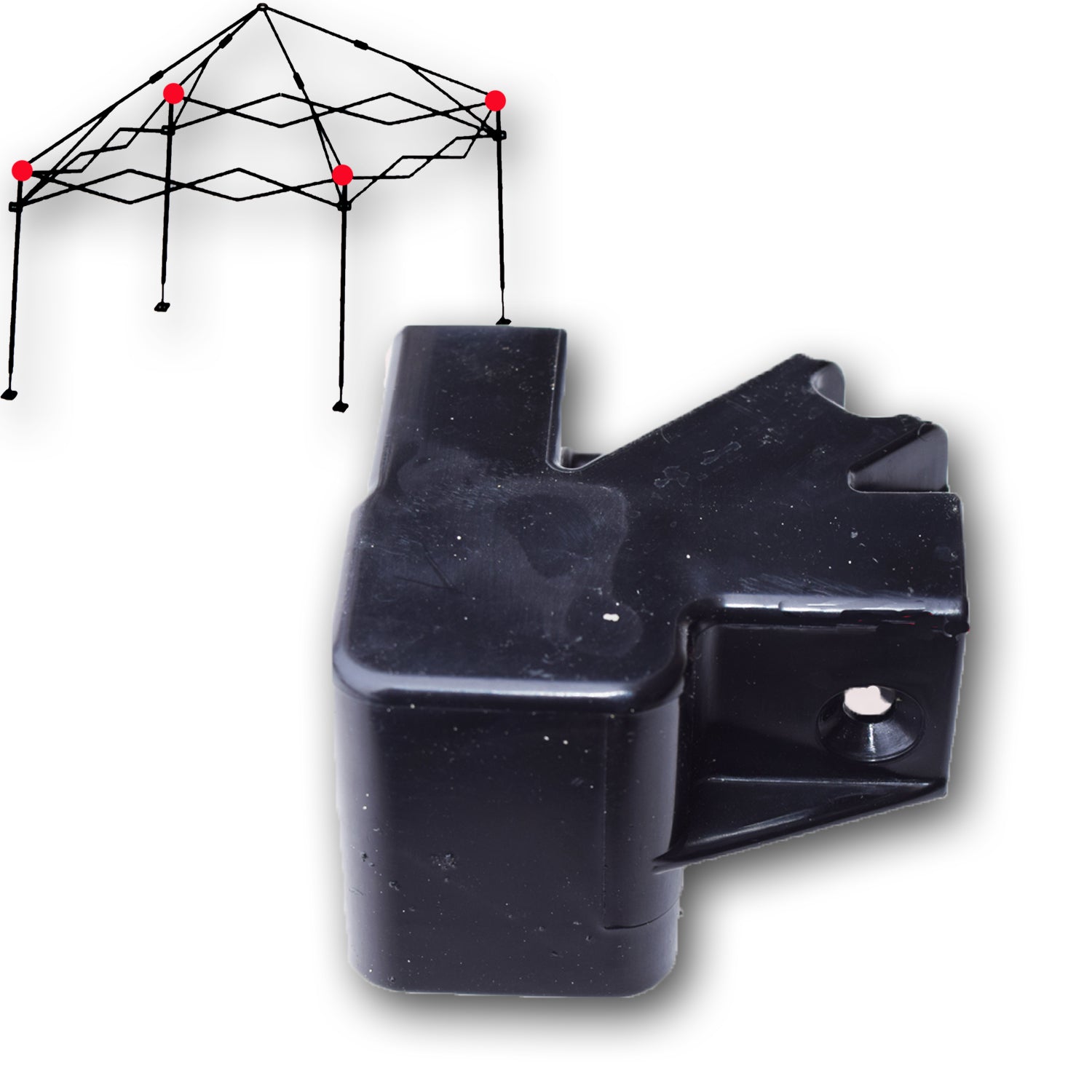 Black plastic upper leg cap OLD style for Ozark Trail 10x10 and 12x12 straight leg canopy