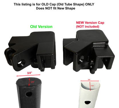 Old and new upper leg cap comparison for Ozark Trail straight leg canopy with internal truss channel measurement