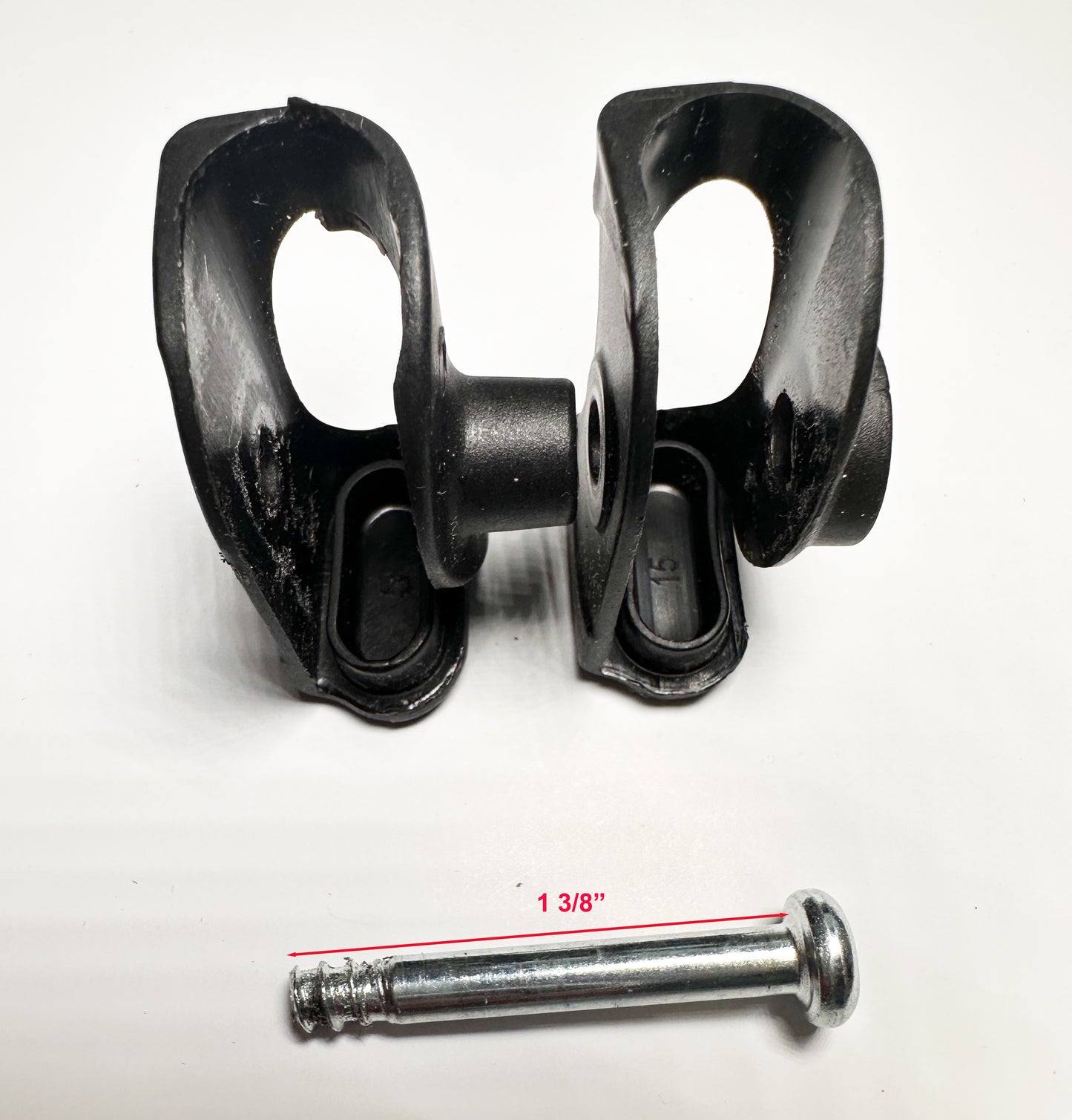 Close up of CROWN SHADES 10x10 truss end connector showing bar insertion opening