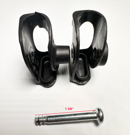 Close up of CROWN SHADES 10x10 truss end connector showing bar insertion opening