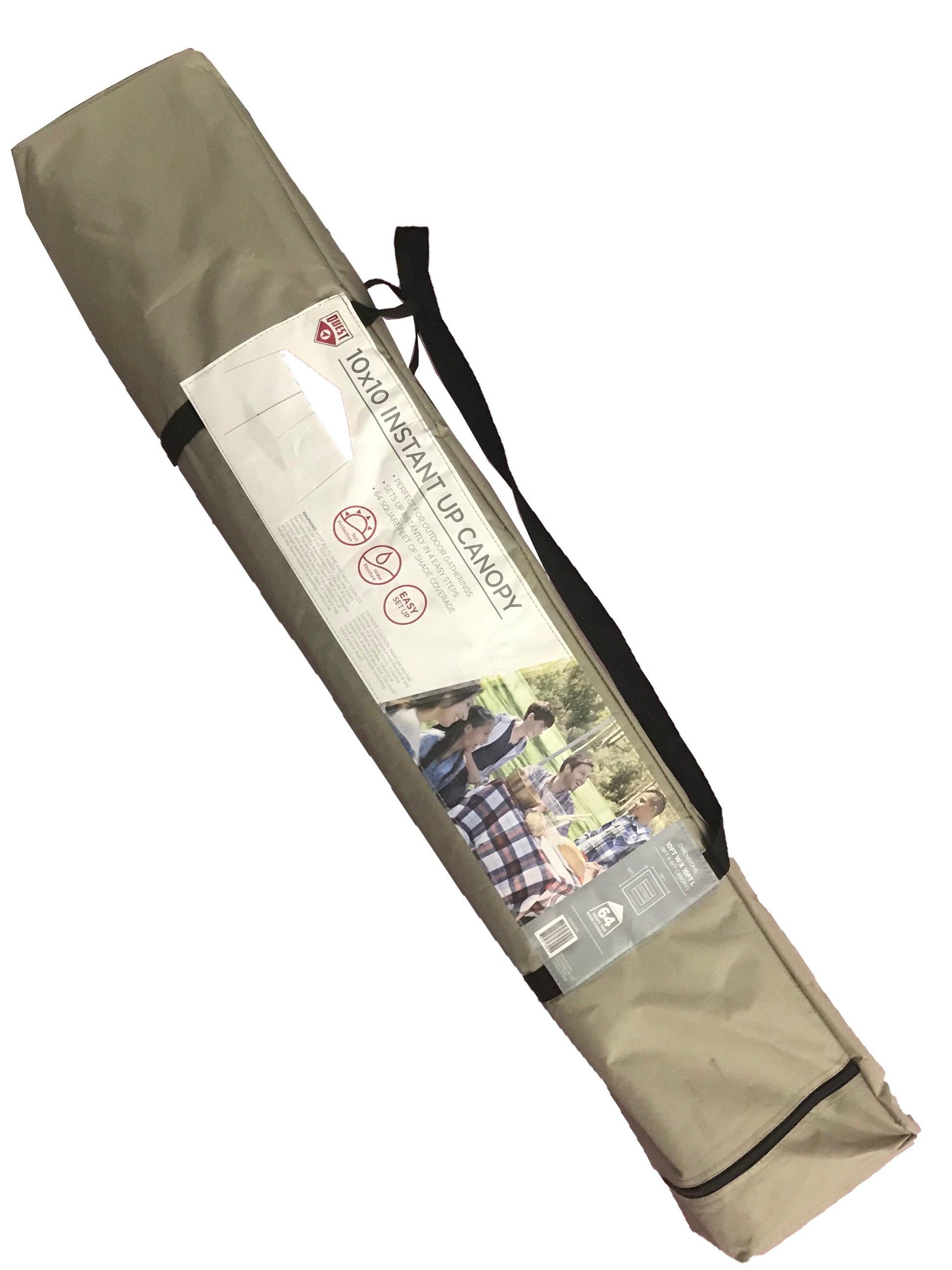 Khaki replacement carry bag for Quest DSG Q64 10' x 10' slant-leg instant canopy with clear label window