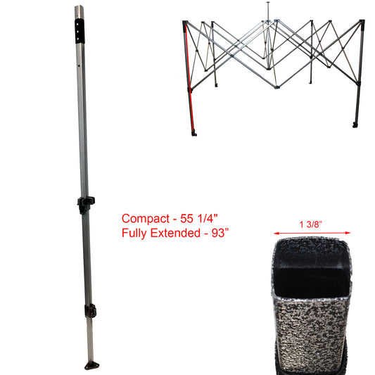 ABCCANOPY S1 Commercial Deluxe 8x8 canopy adjustable replacement leg with measurements – canopy frame repair part