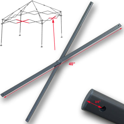 Replacement middle truss bar for CORE 10x10 center push canopy with center position highlighted and measured length on white background