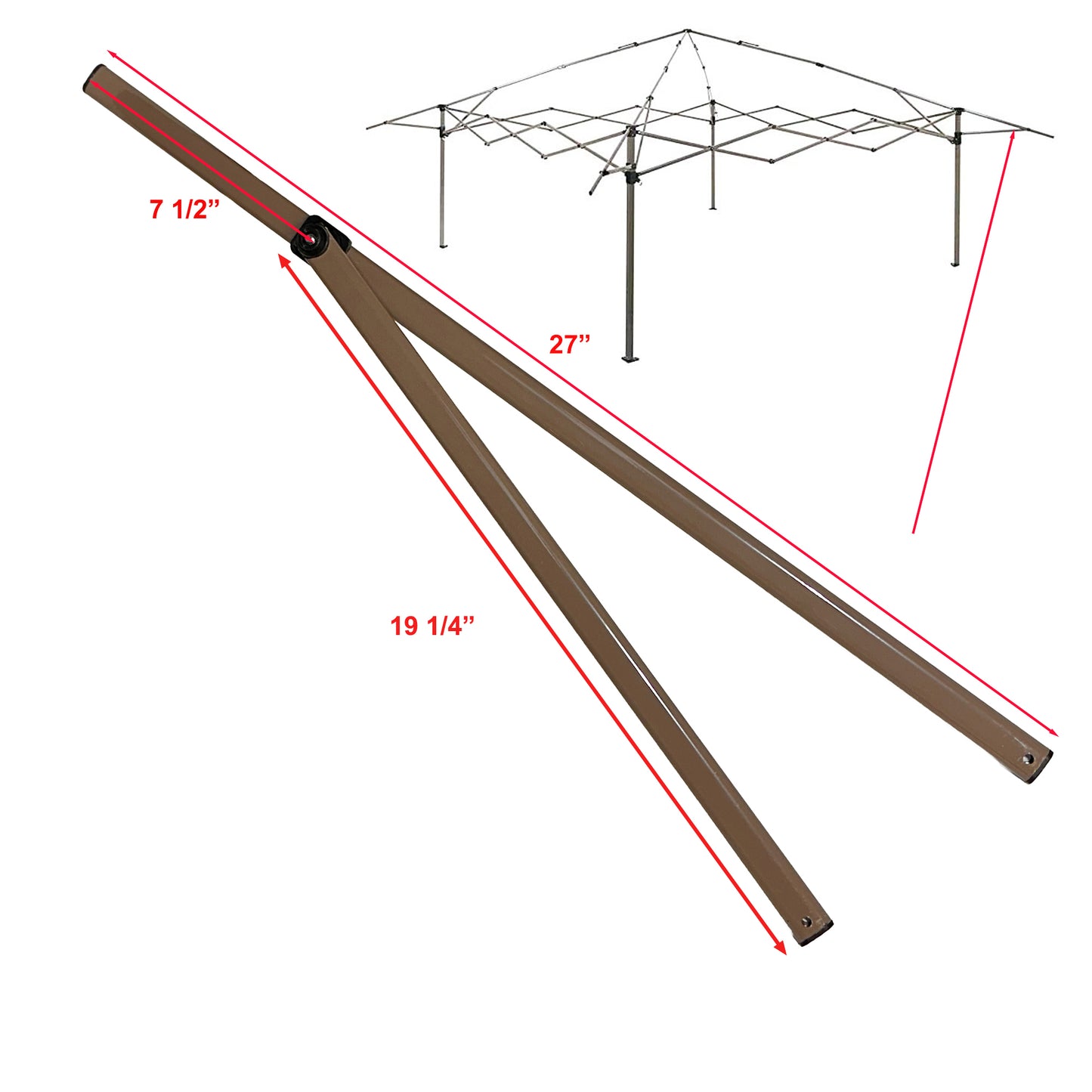 Extend lower roof pole truss bar for 13×13 pop-up canopy frame with labeled measurements on a white background