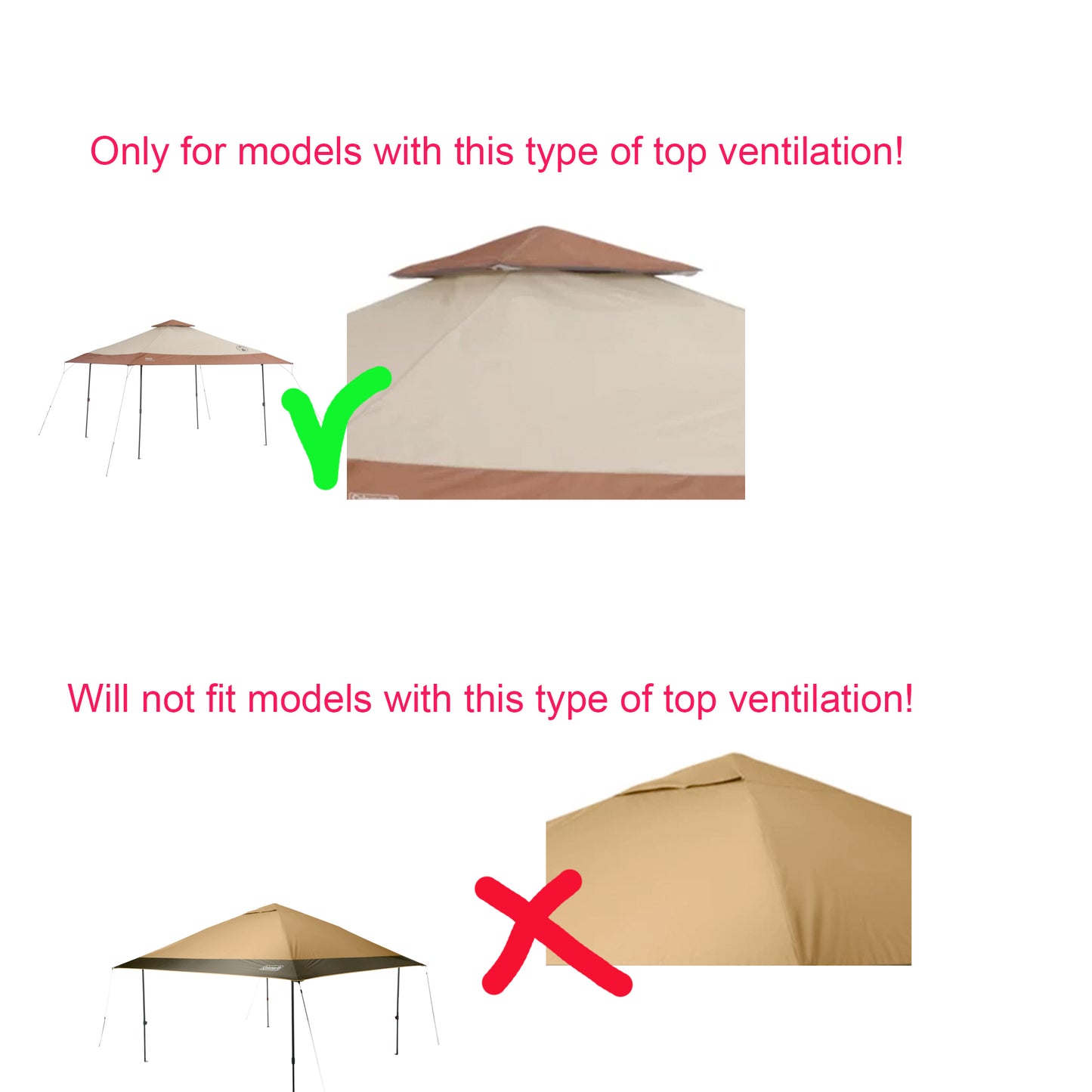 Canopy Top for Coleman 13' x 13' Instant Canopy Gazebo Tent  Replacement Parts