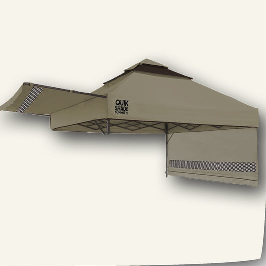 Canopy top with awning and dual vents for Quik Shade Summit SX170 10×10 canopy, khaki color