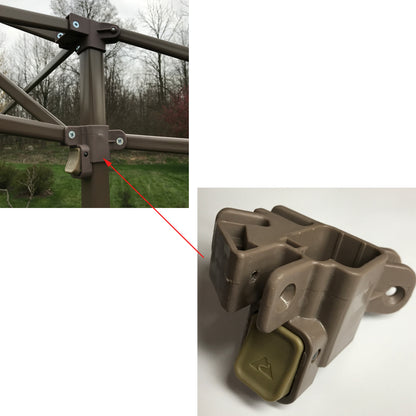 This photo showcases the Ozark Trail and Chapter 13 x 13 Pagoda Canopy Gazebo Leg Slider Connector Replacement Part with an inner size of 1 1/8 inches. This vital component is specifically designed to maintain the structural integrity and functionality of your canopy. The inner size of 1 1/8 inches ensures compatibility with the corresponding parts of your gazebo, allowing for a secure and reliable assembly.