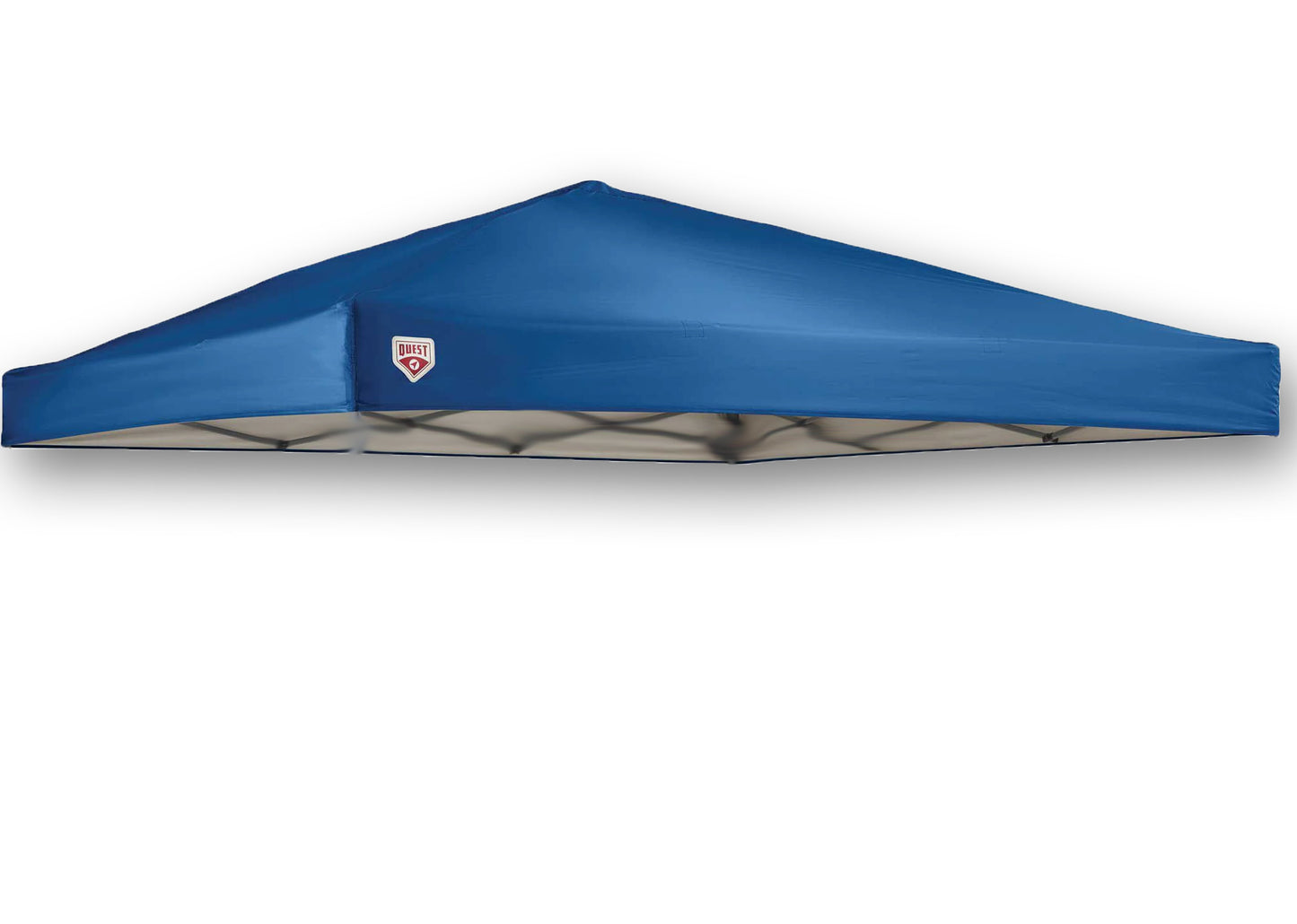 The image shows a replacement canopy top for a tent or a portable gazebo. It's a plain blue fabric stretched over the canopy frame, with a trapezoidal shape