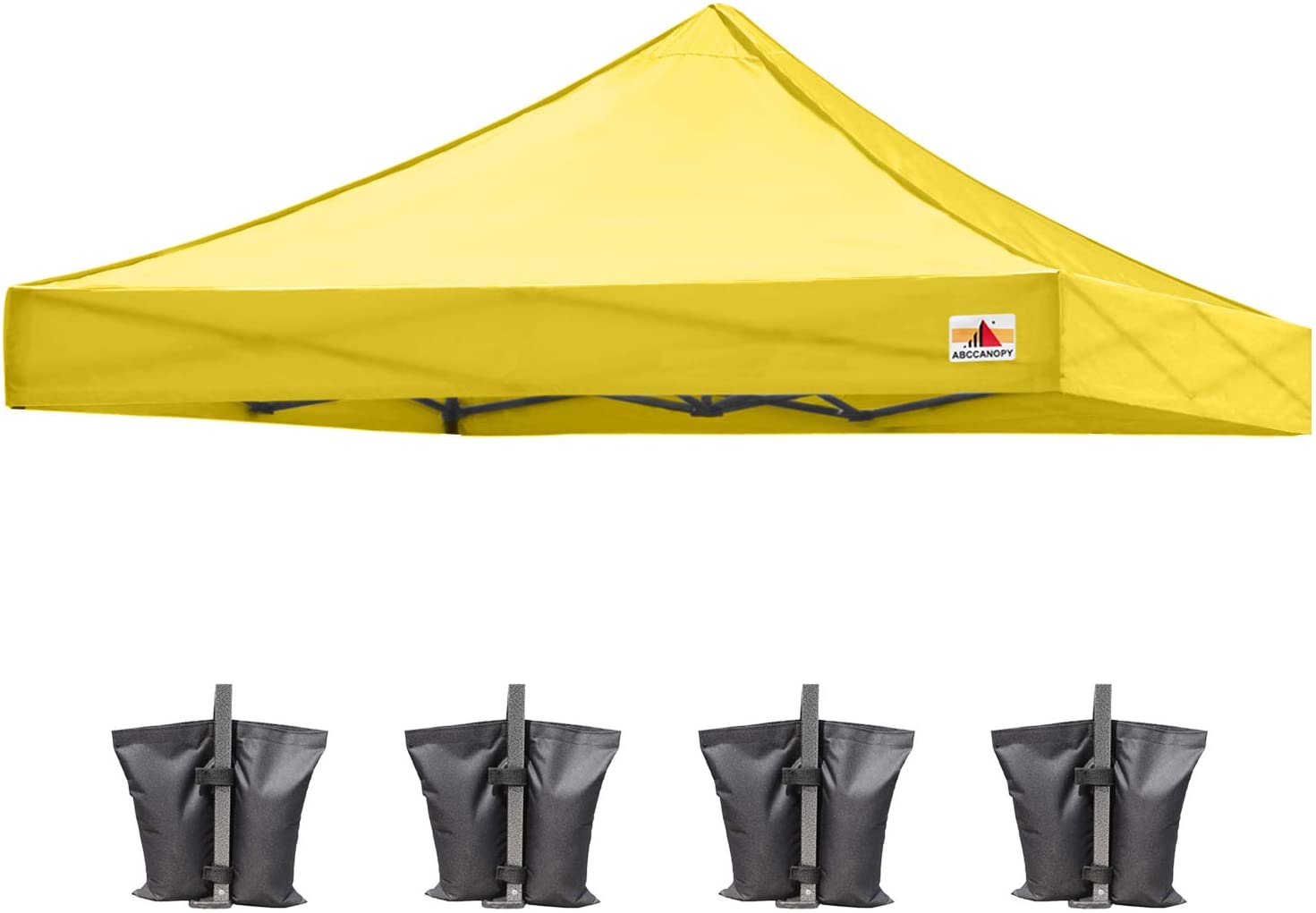 In this image, you can see the Yellow Canopy TOP tailored to perfectly fit the ABCCANOPY Commercial Deluxe 10x10 Canopy. Its bright white color provides a fresh and inviting look for your outdoor space.